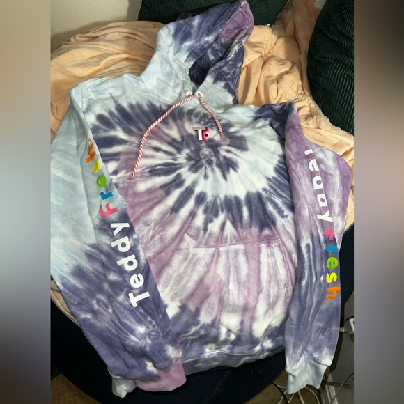 Teddy Fresh Tie Dye Swirl Purple Unisex Hoodie Size S - Picture 1 of 5
